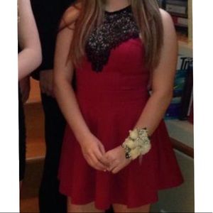 Red embellished homecoming dress